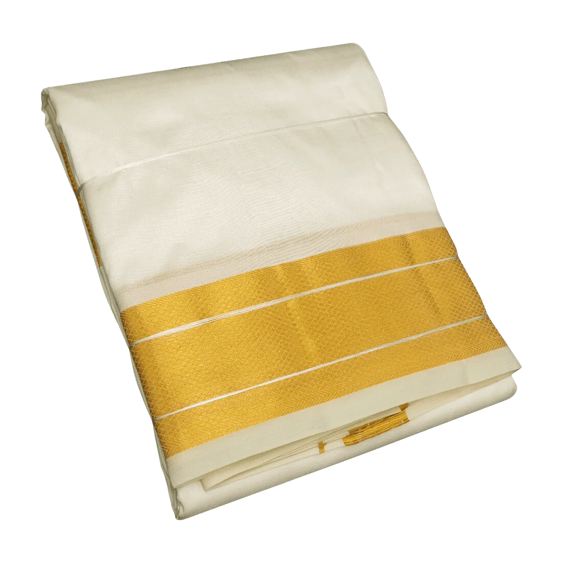 Pure Silk Cream Color Dhoti 2.5 Inch Golden Zari