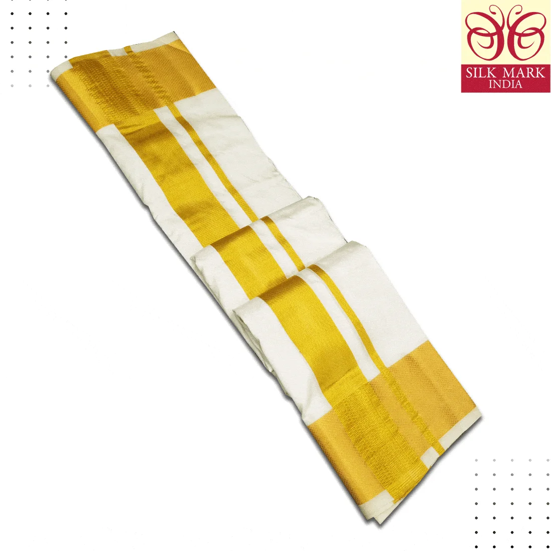 Pure Silk Cream Color Dhoti 3 Inch Golden Zari 2