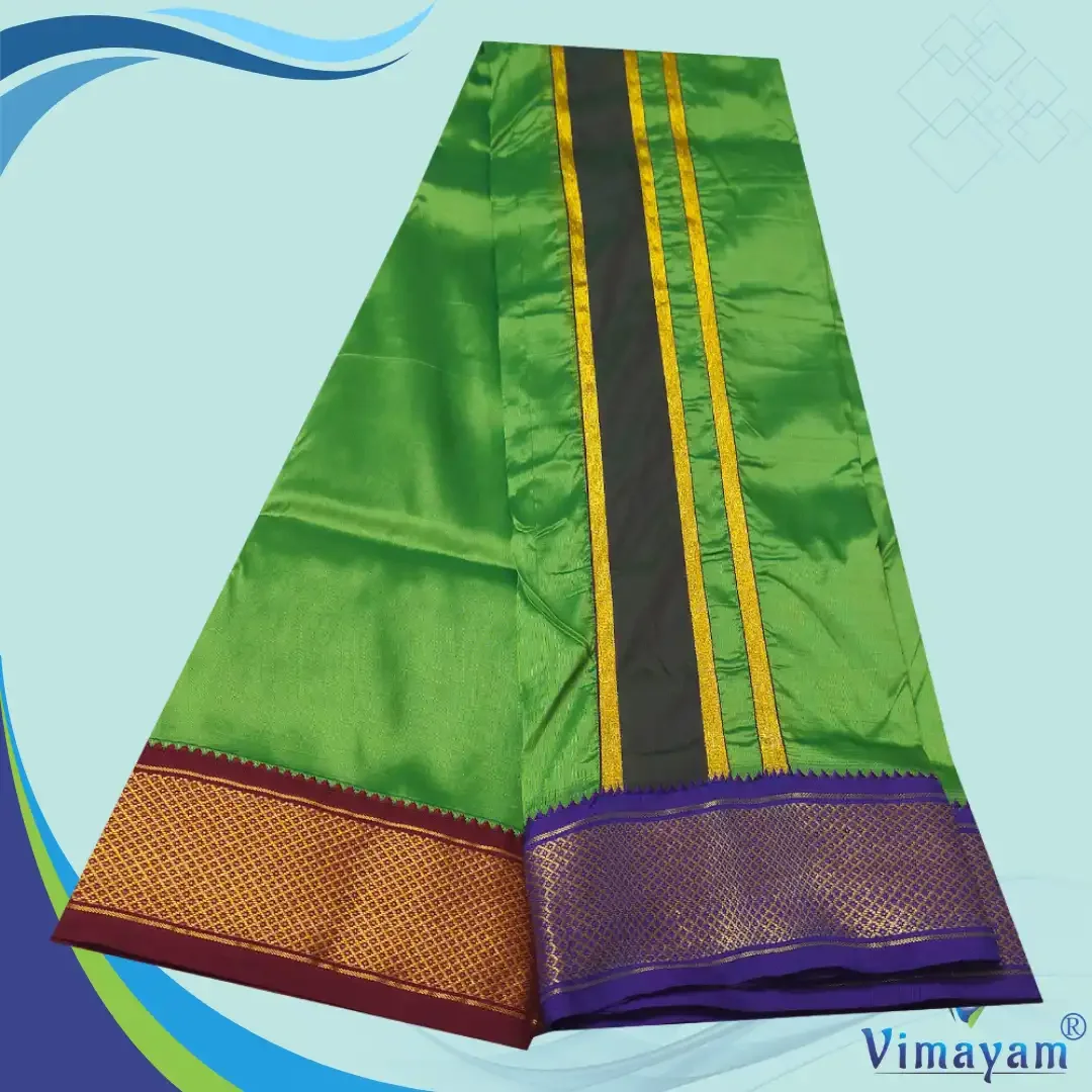 Light Green Colour Art Silk MayilKan Colour Dhoti 2
