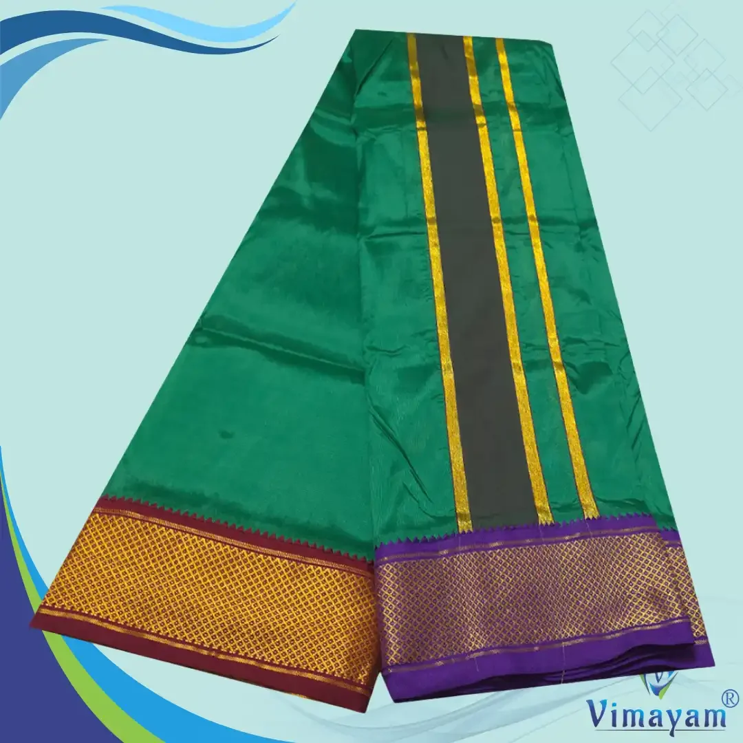 Green Colour Art Silk MayilKan Colour Dhoti 2