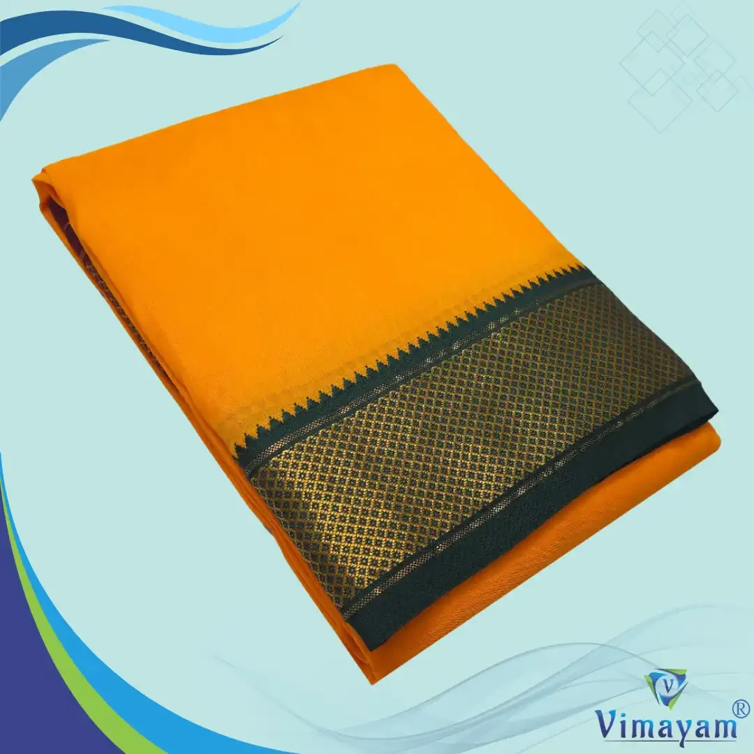 Light Orange Colour Art Silk MayilKan Colour Dhoti