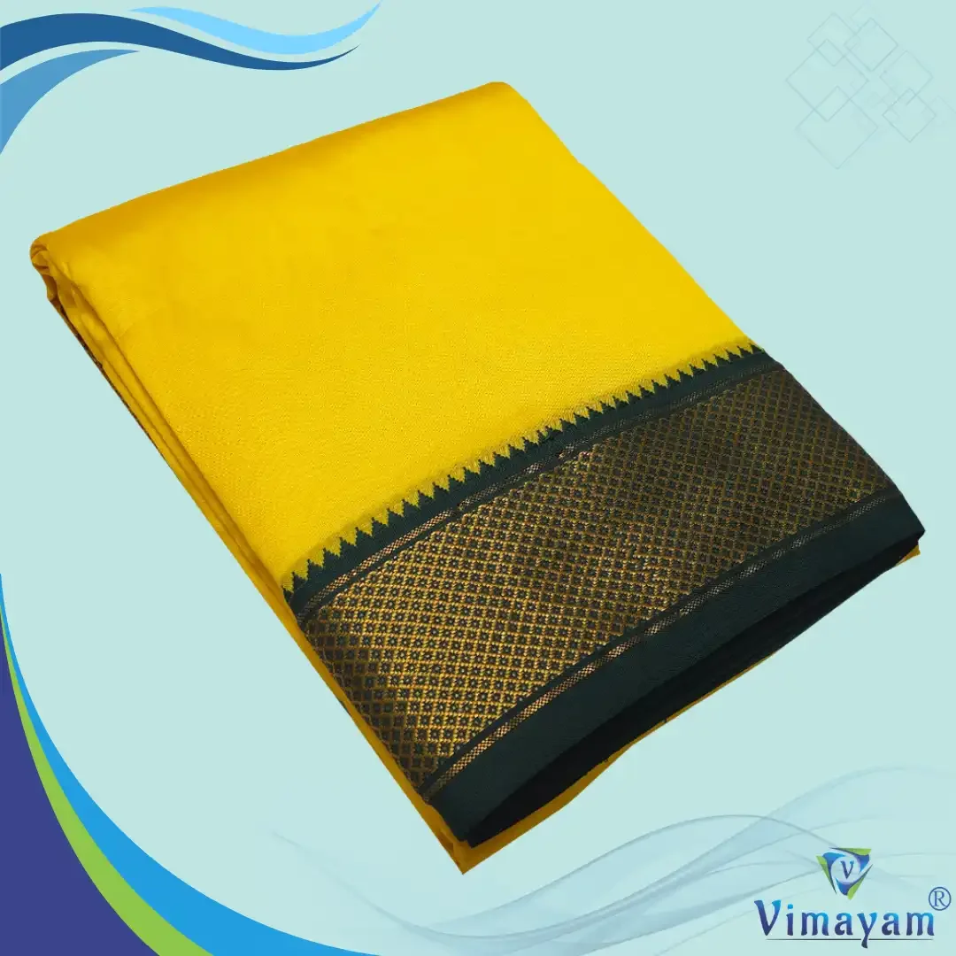 Yellow Colour Art Silk MayilKan Colour Dhoti