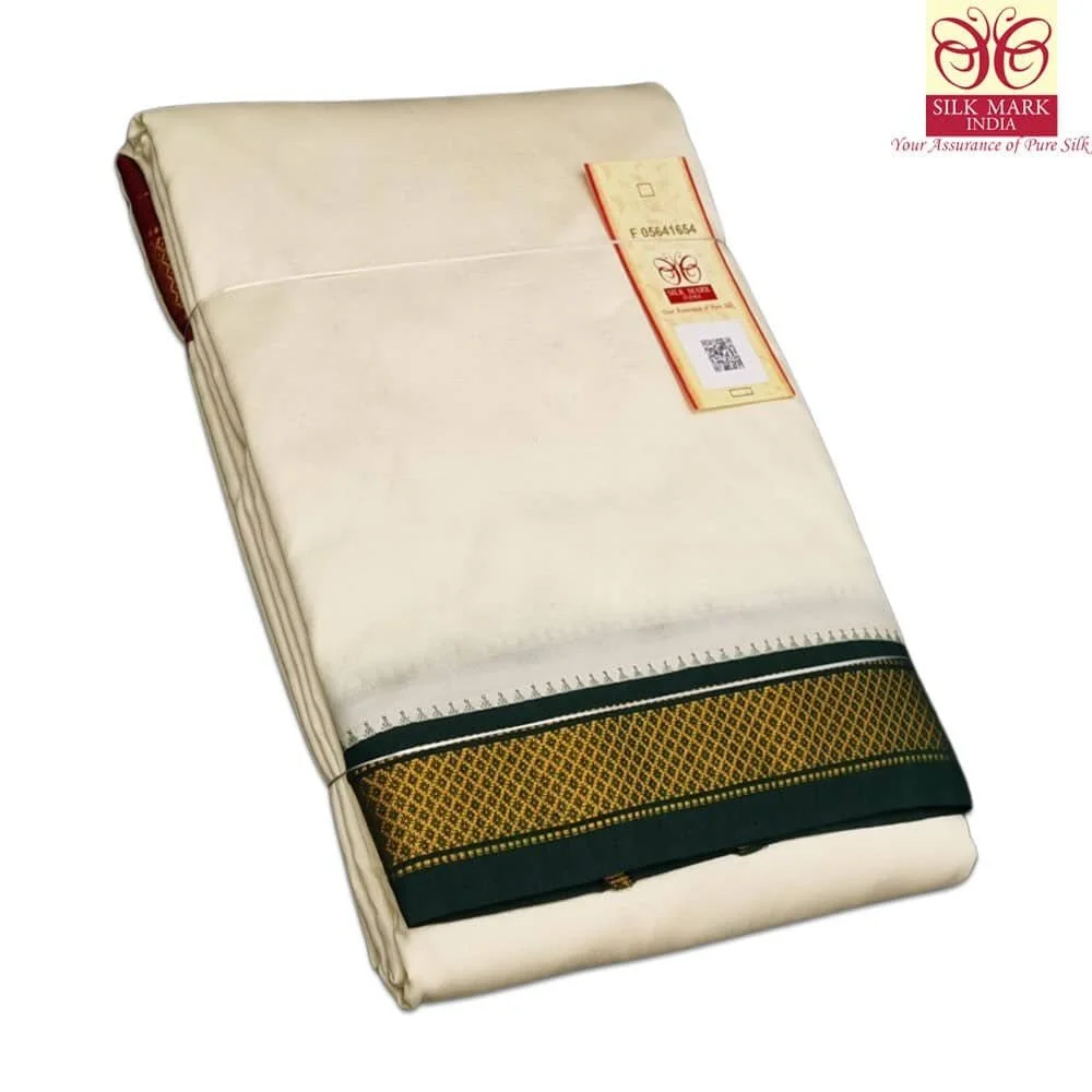 Pure Silk Ganga Jamuna Mayil Kan Dhoti 5 Kan