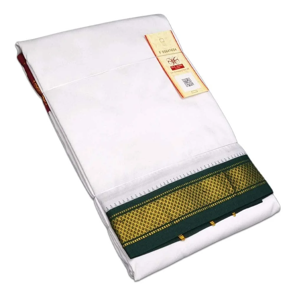 Pure Silk Ganga Jamuna Mayil Kan Dhoti 5 Kan
