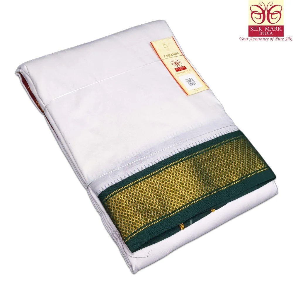 Pure Silk Ganga Jamuna Mayil Kan Dhoti Premium Quality 9 Kan