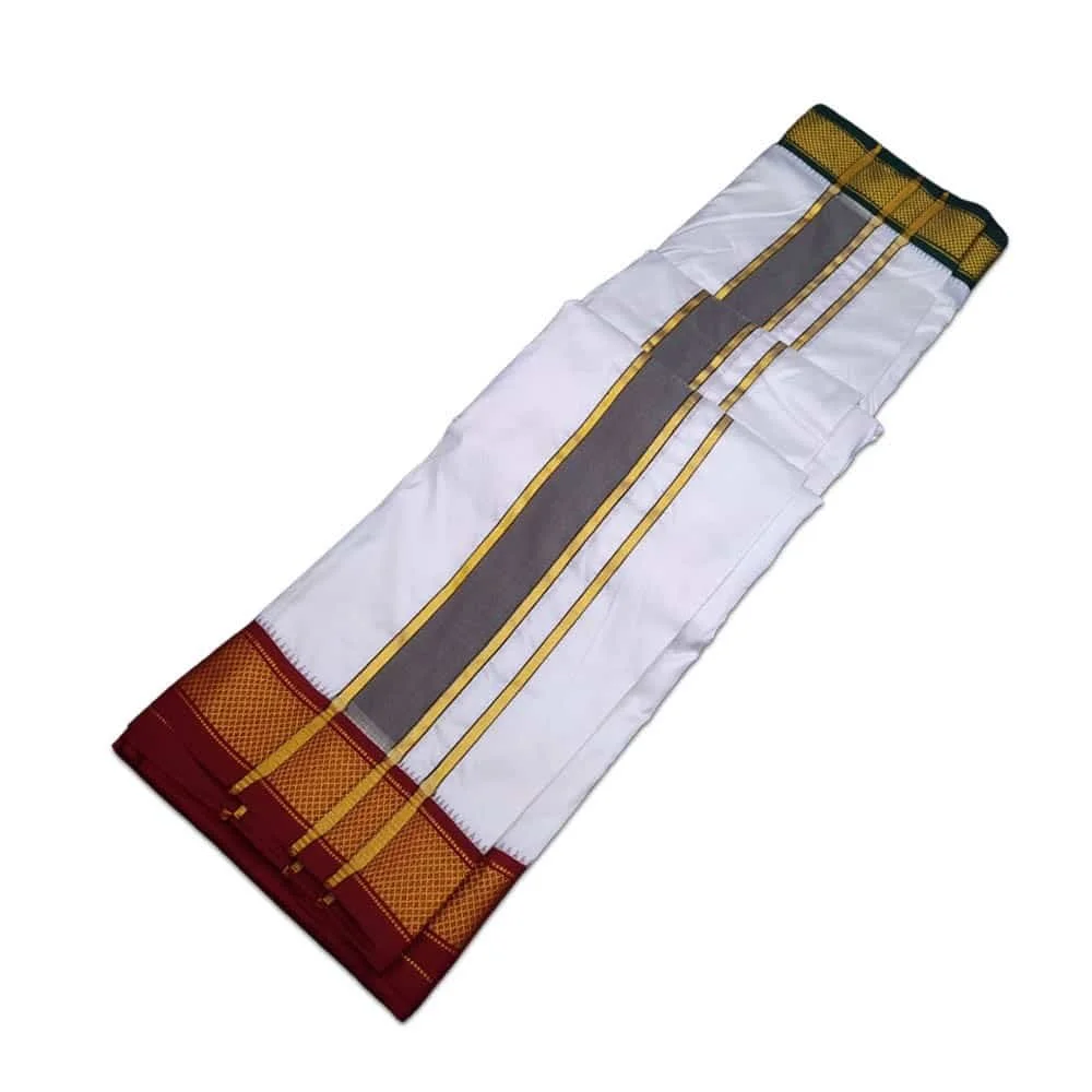Pure Silk Ganga Jamuna Mayil Kan Dhoti Premium Quality 9 Kan 2
