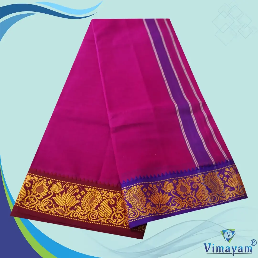 Purple Cotton Colour Fine Quality Dhoti 3 Inch Border 2