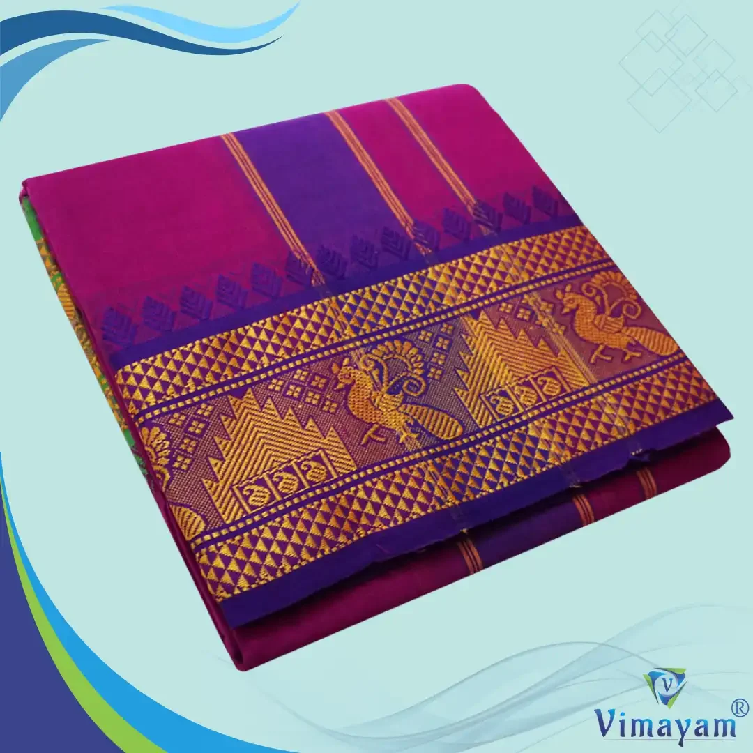 Purple Cotton Colour Fine Quality Dhoti 5 Inch Border