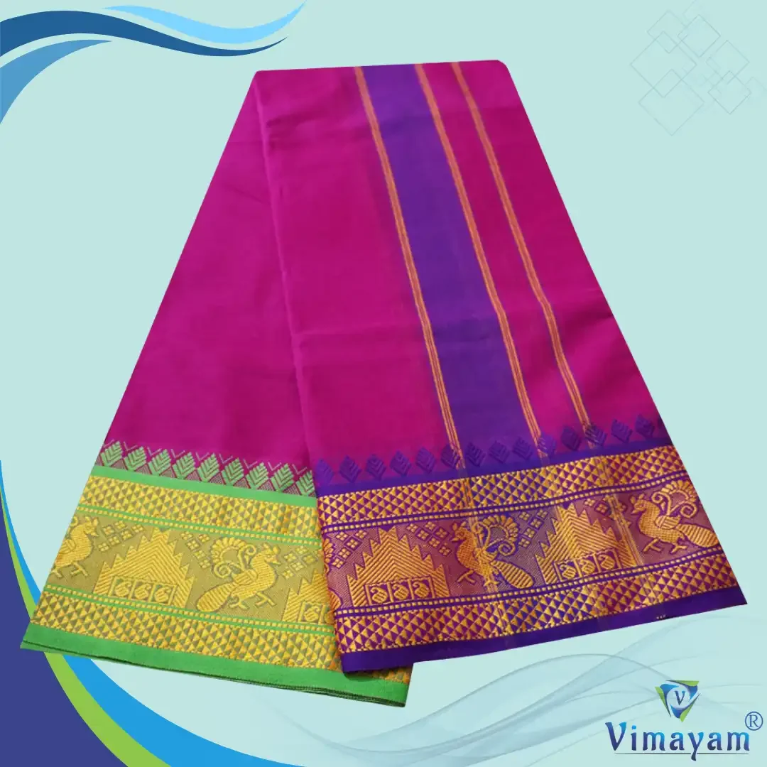 Purple Cotton Colour Fine Quality Dhoti 5 Inch Border 2