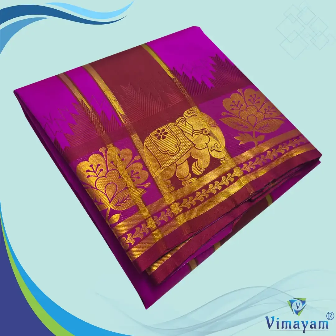 Purple Soft Silk Premium Quality Dhoti Towel 9X5