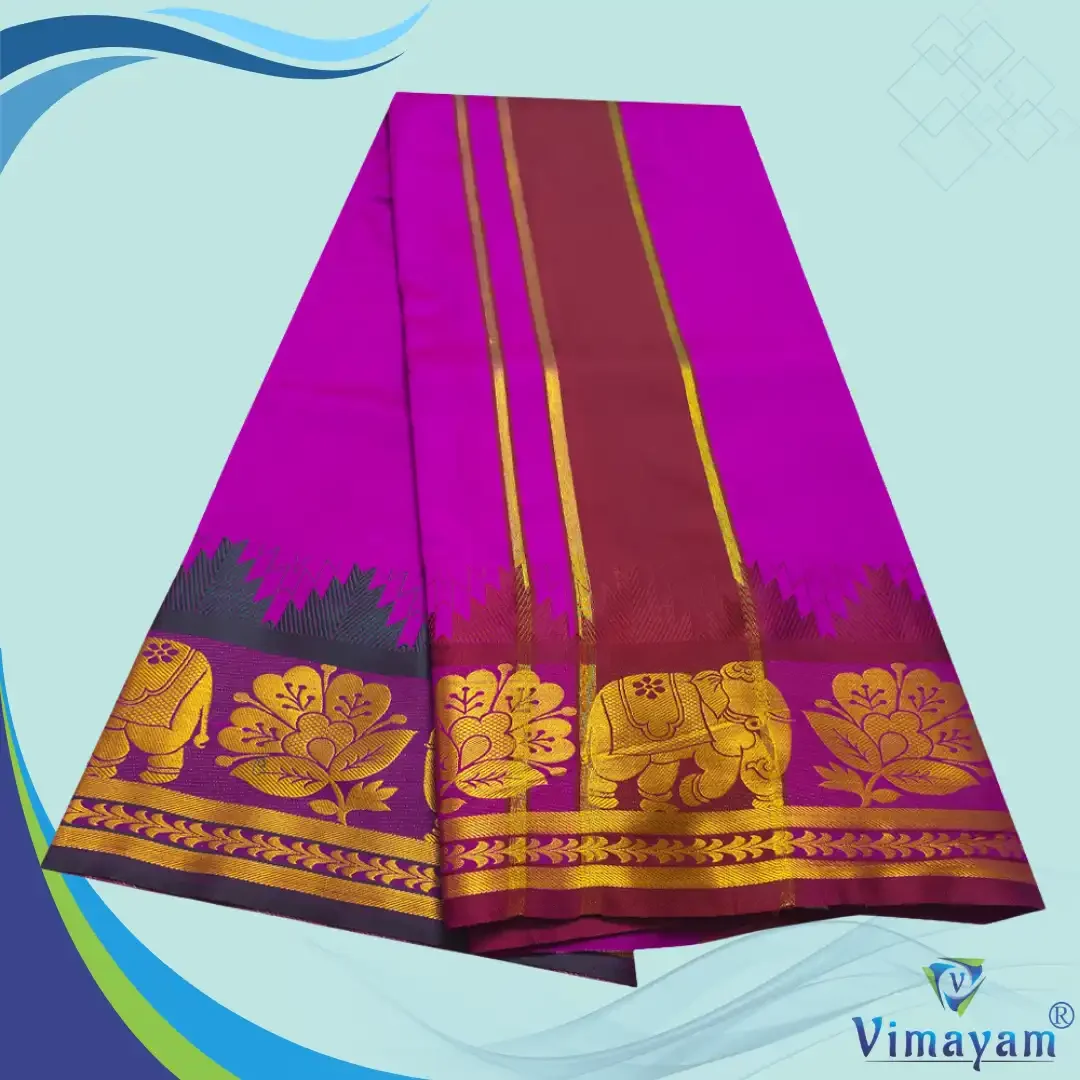Purple Soft Silk Premium Quality Dhoti Towel 9X5 2