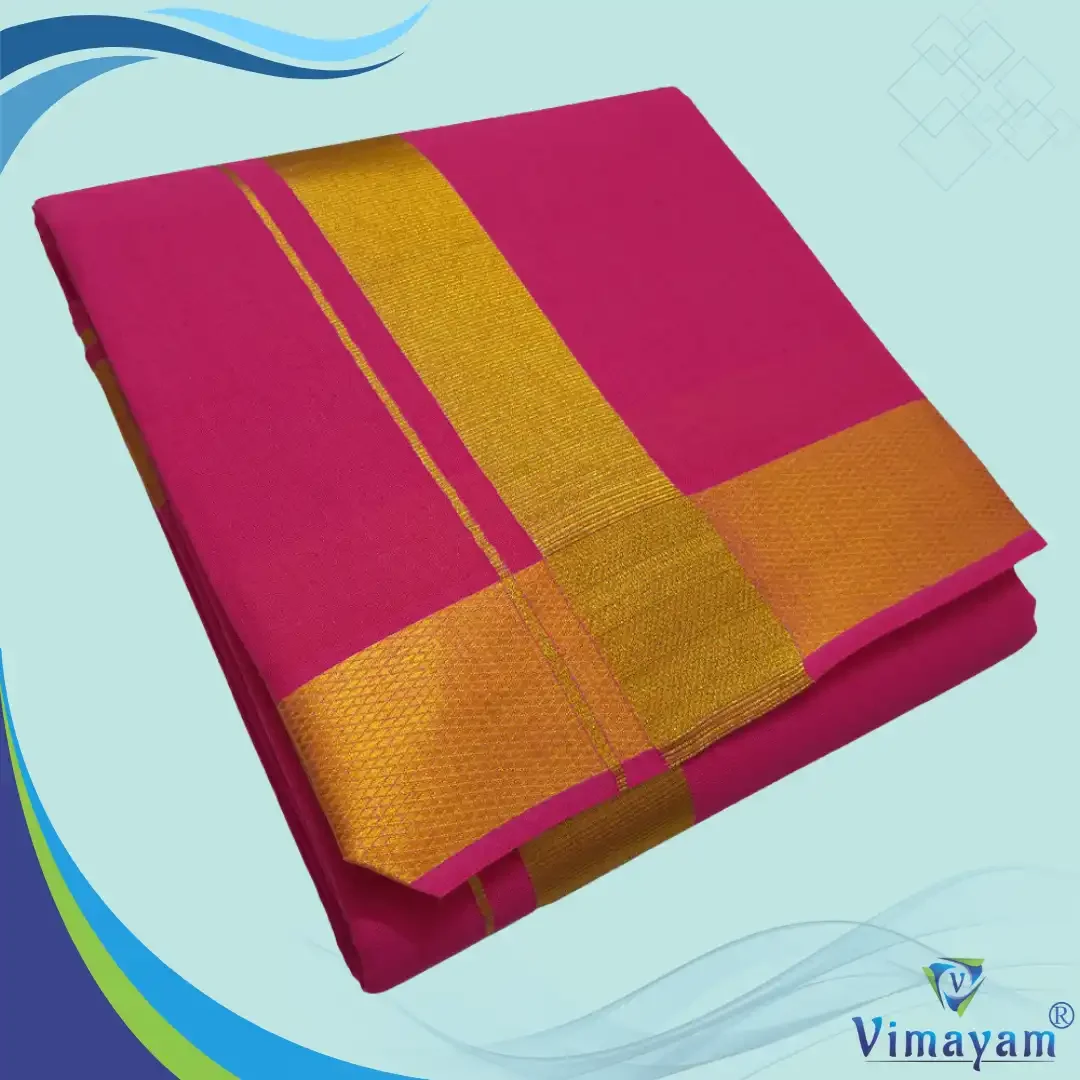 Queen Rose Color Dhoti with Golden Zari Border