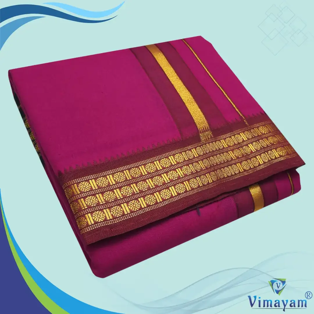 Queen Rose Color Dhoti with Udraj/Coin Border Dhoti