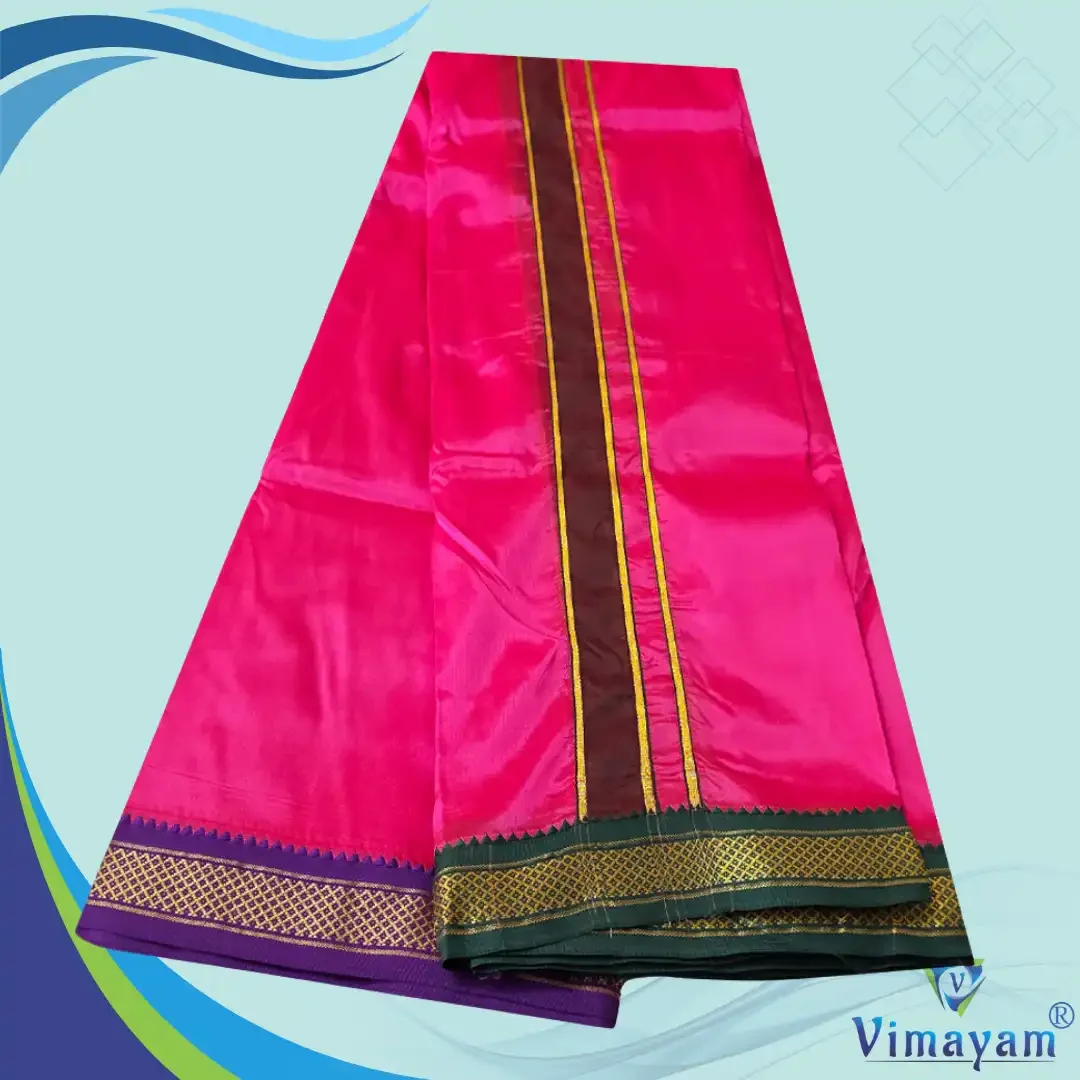 Queen Rose Colour art Silk MayilKan Colour Dhoti 2