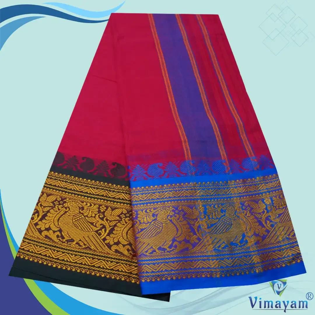 Queen Rose Cotton Colour Fine Quality Dhoti 8 Inch Border 2