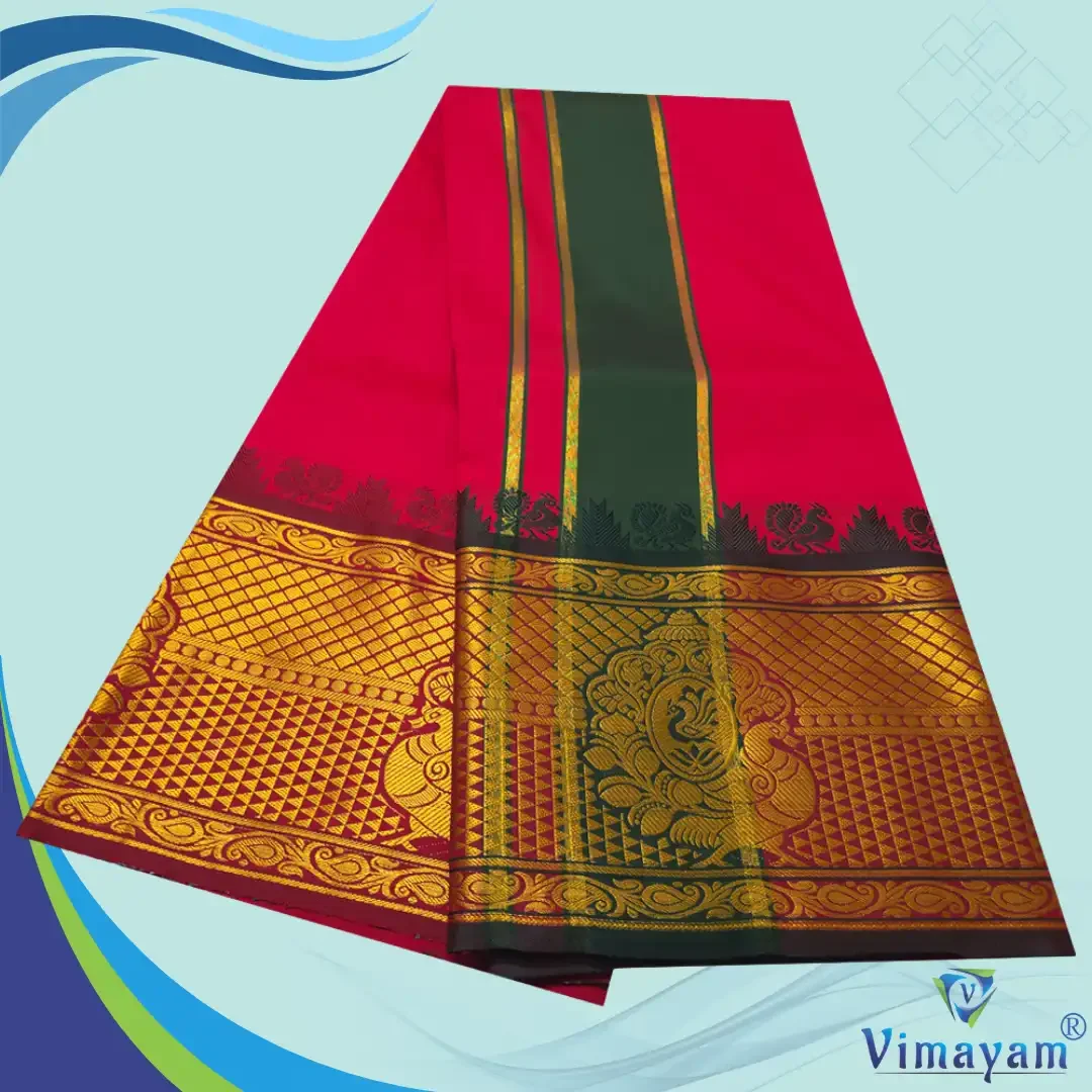 Red Colour Soft Silk 9 Inch Border(Assorted Border designs) 2