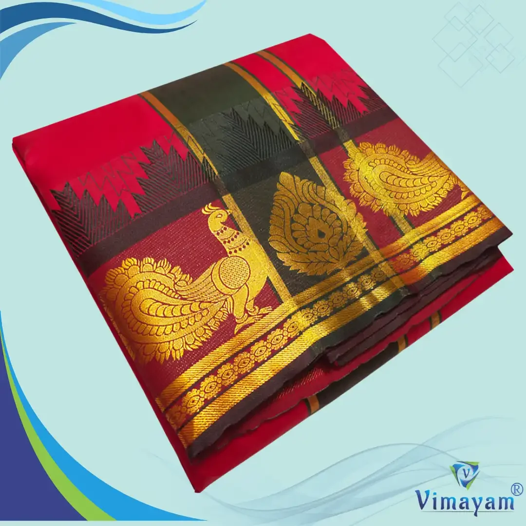 Red Soft Silk Premium Quality Dhoti Towel 9X5