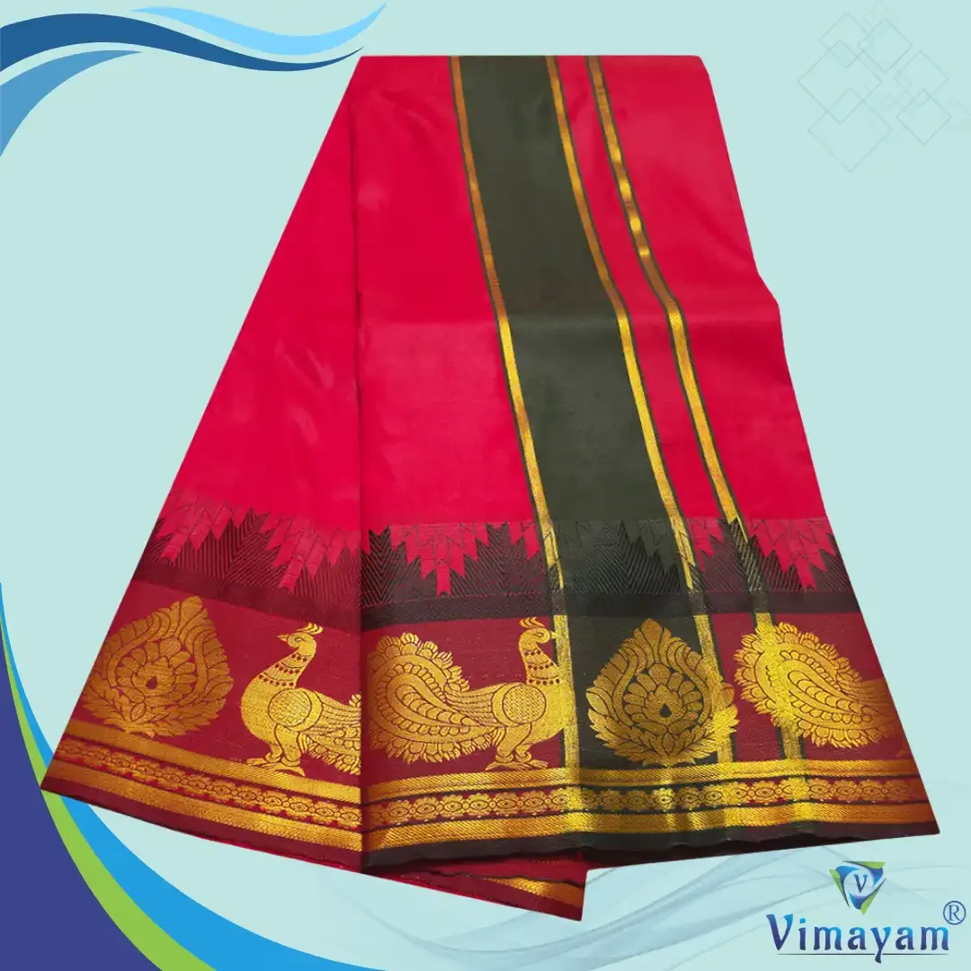 Red Soft Silk Premium Quality Dhoti Towel 9X5 2