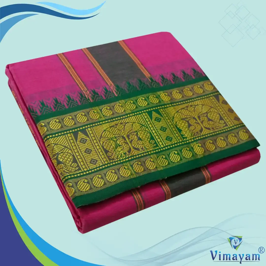 Rose Cotton Colour Fine Quality Dhoti 5 Inch Border