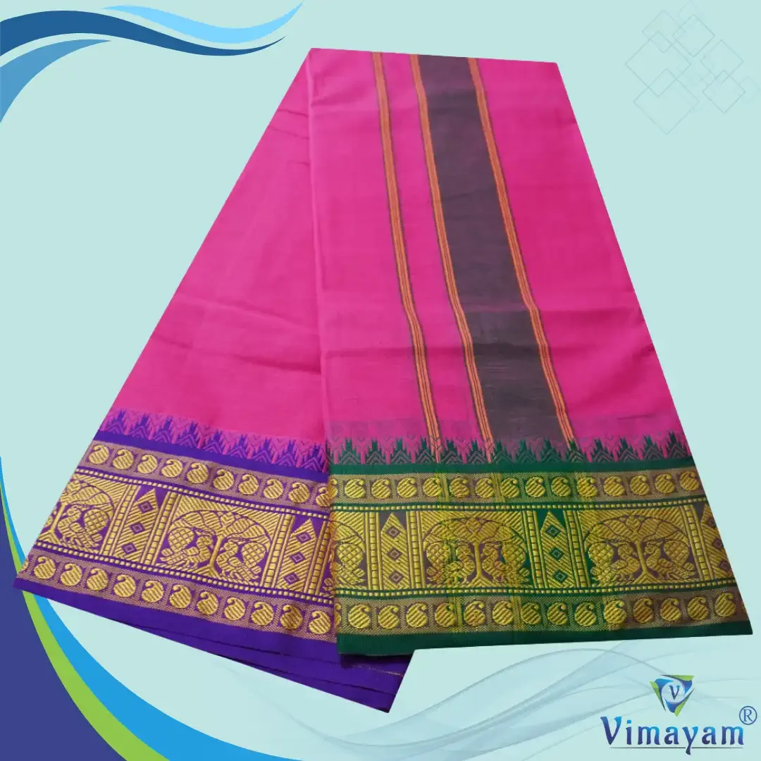 Rose Cotton Colour Fine Quality Dhoti 5 Inch Border 2