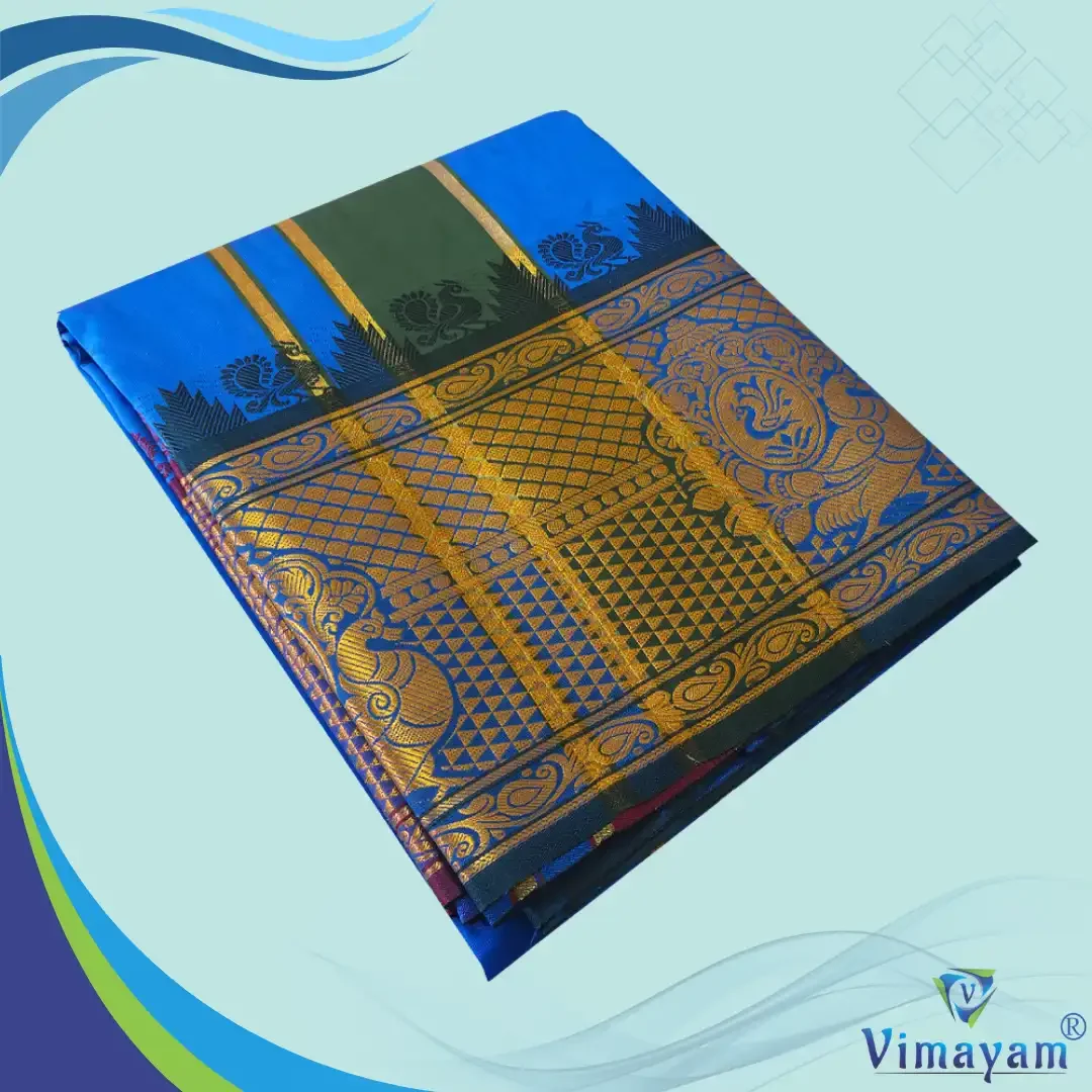 Blue Colour Soft Silk 9 Inch Border(Assorted Border designs)