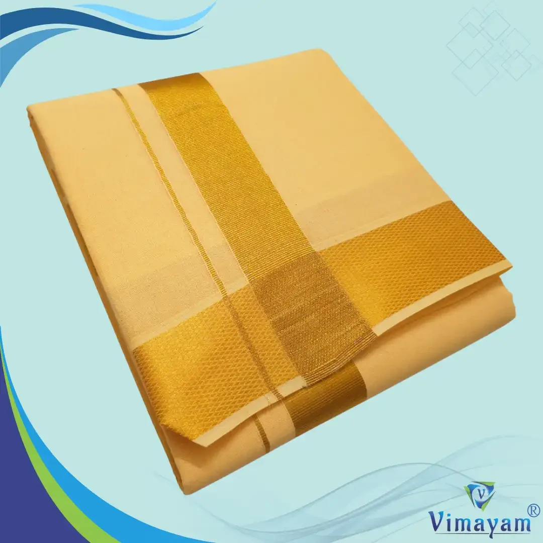 Sandal Color Dhoti with Golden Zari Border