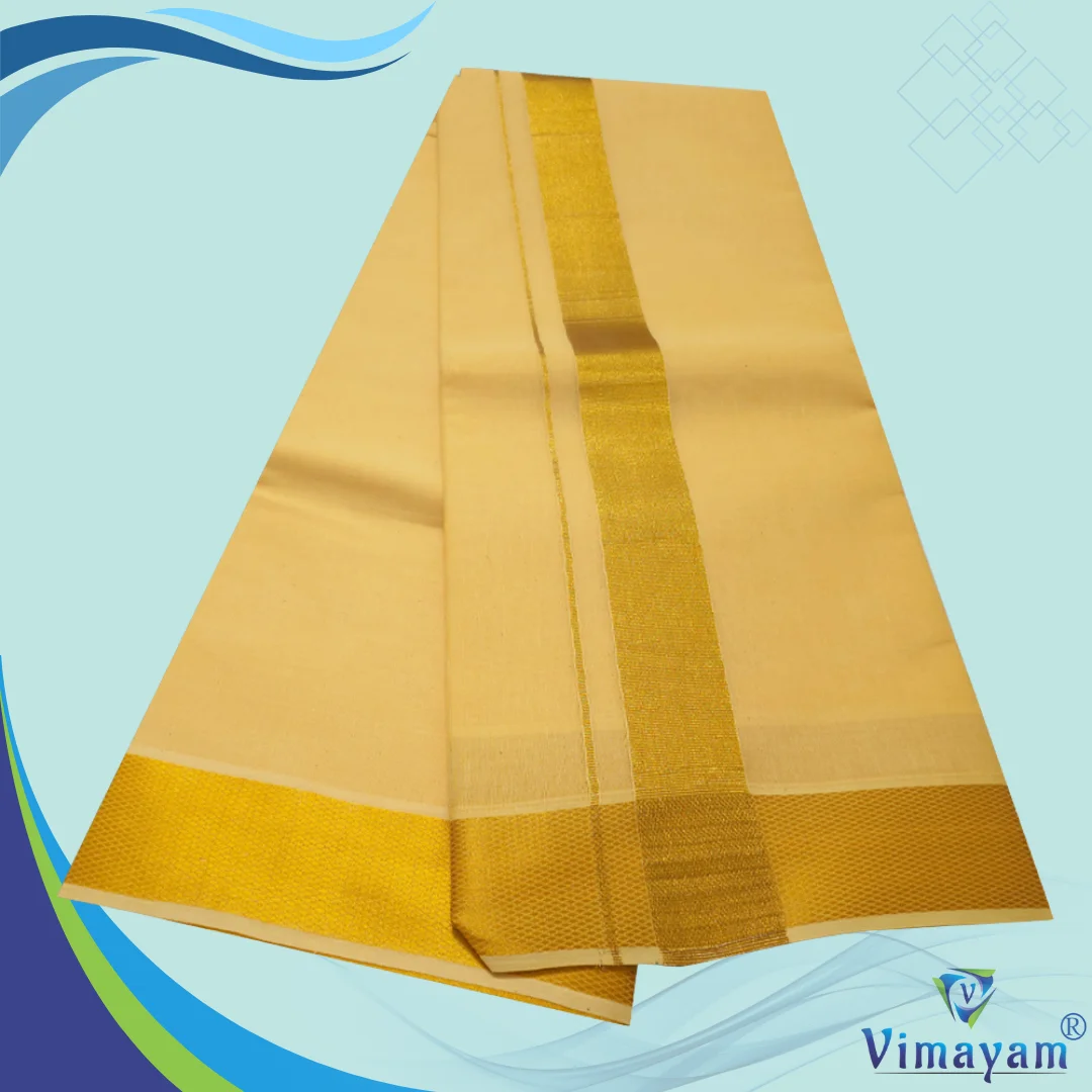 Sandal Color Dhoti with Golden Zari Border 2