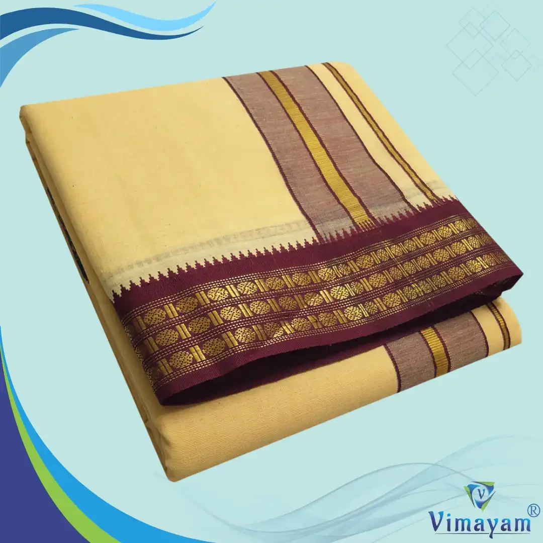 Sandal Color Dhoti with Udraj/Coin Border Dhoti