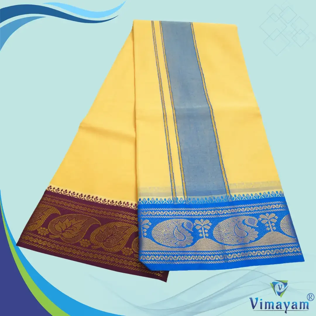 Sandal Color Premium Cotton 5 Inch Designed Border Dhoti 2