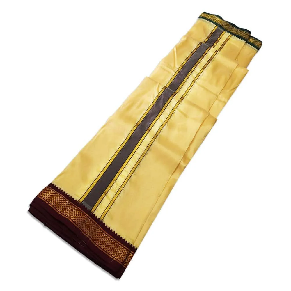 Sandal Colour art Silk MayilKan Colour Dhoti 2