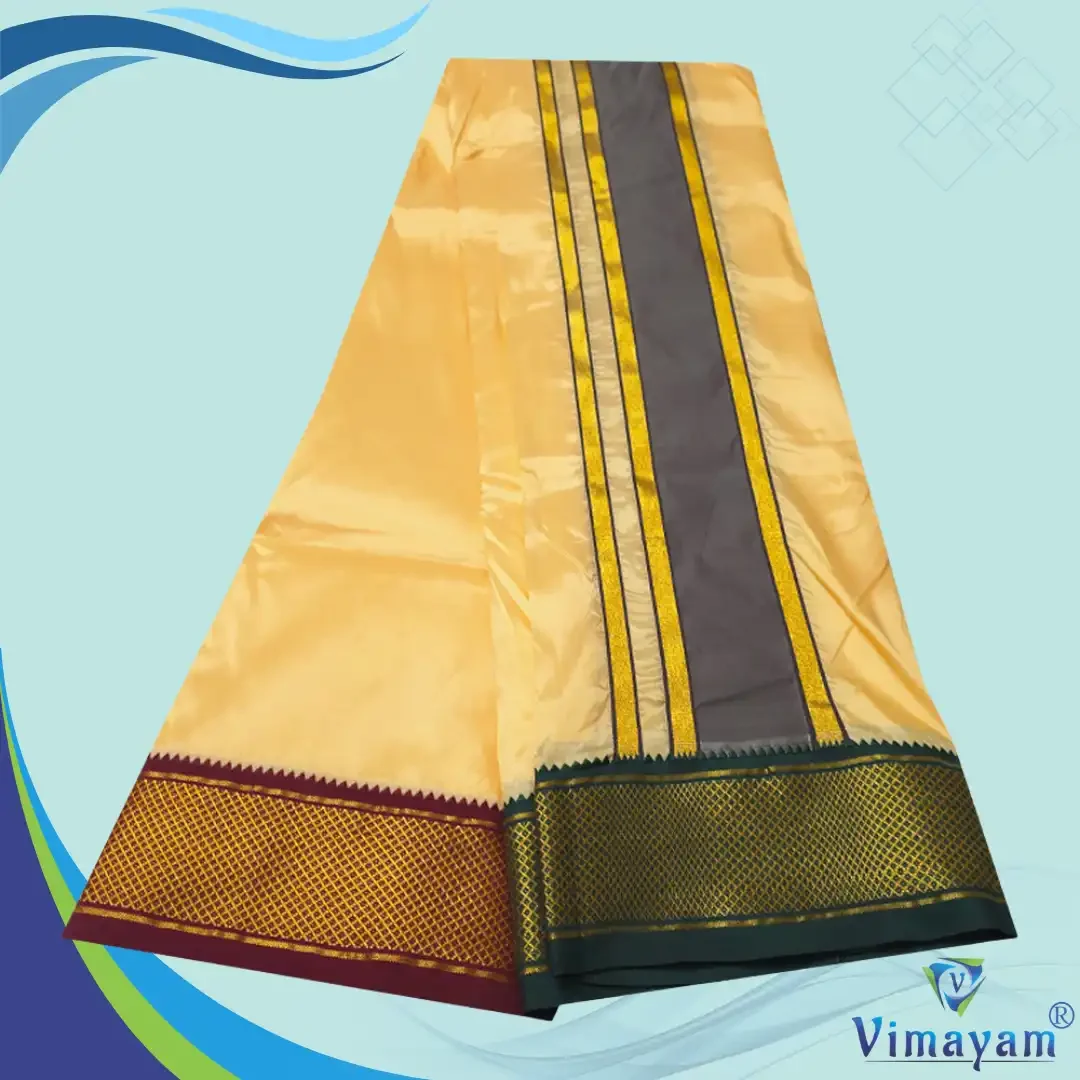 Sandal Colour Art Silk MayilKan Colour Dhoti 2