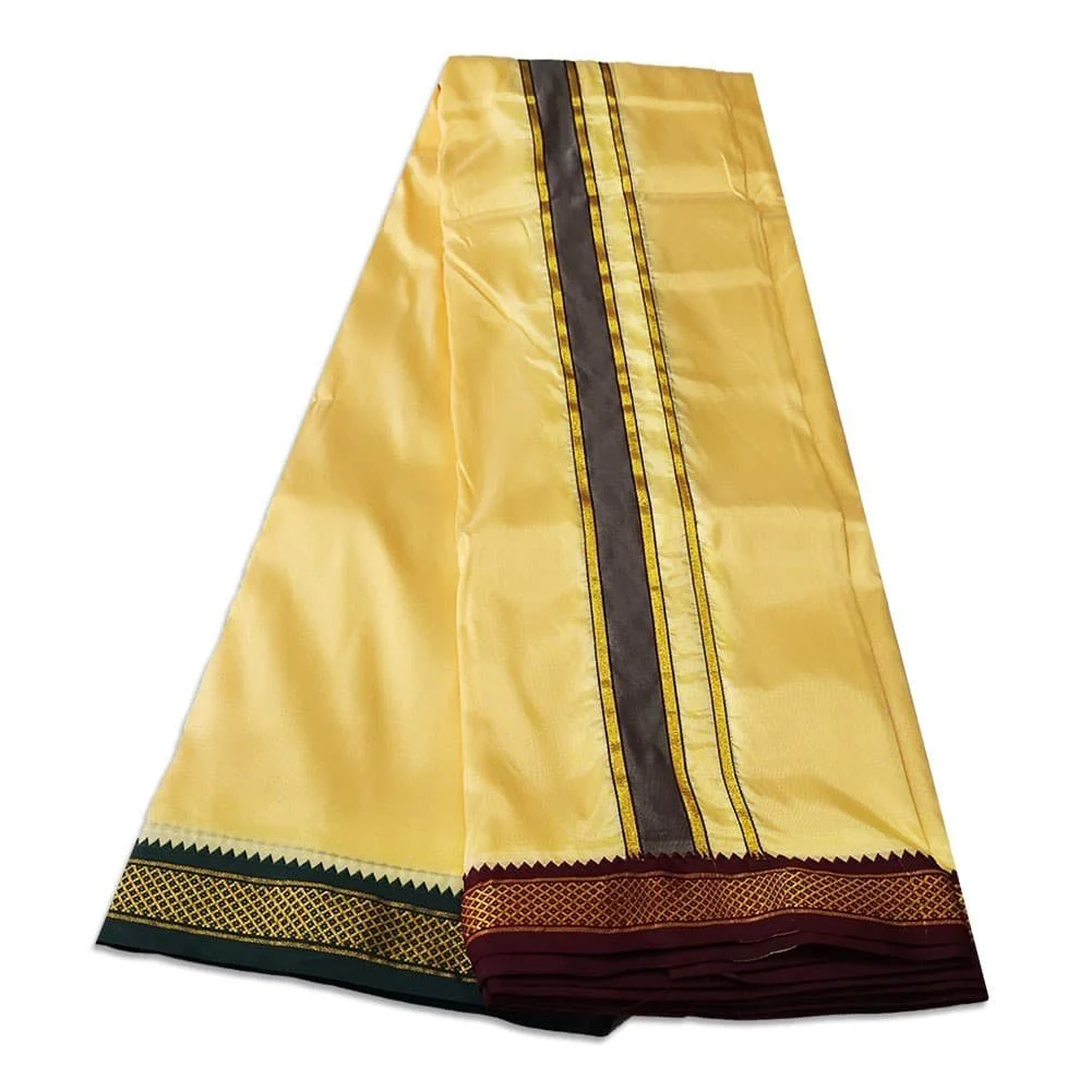 Sandal Colour art Silk MayilKan Colour Dhoti 3