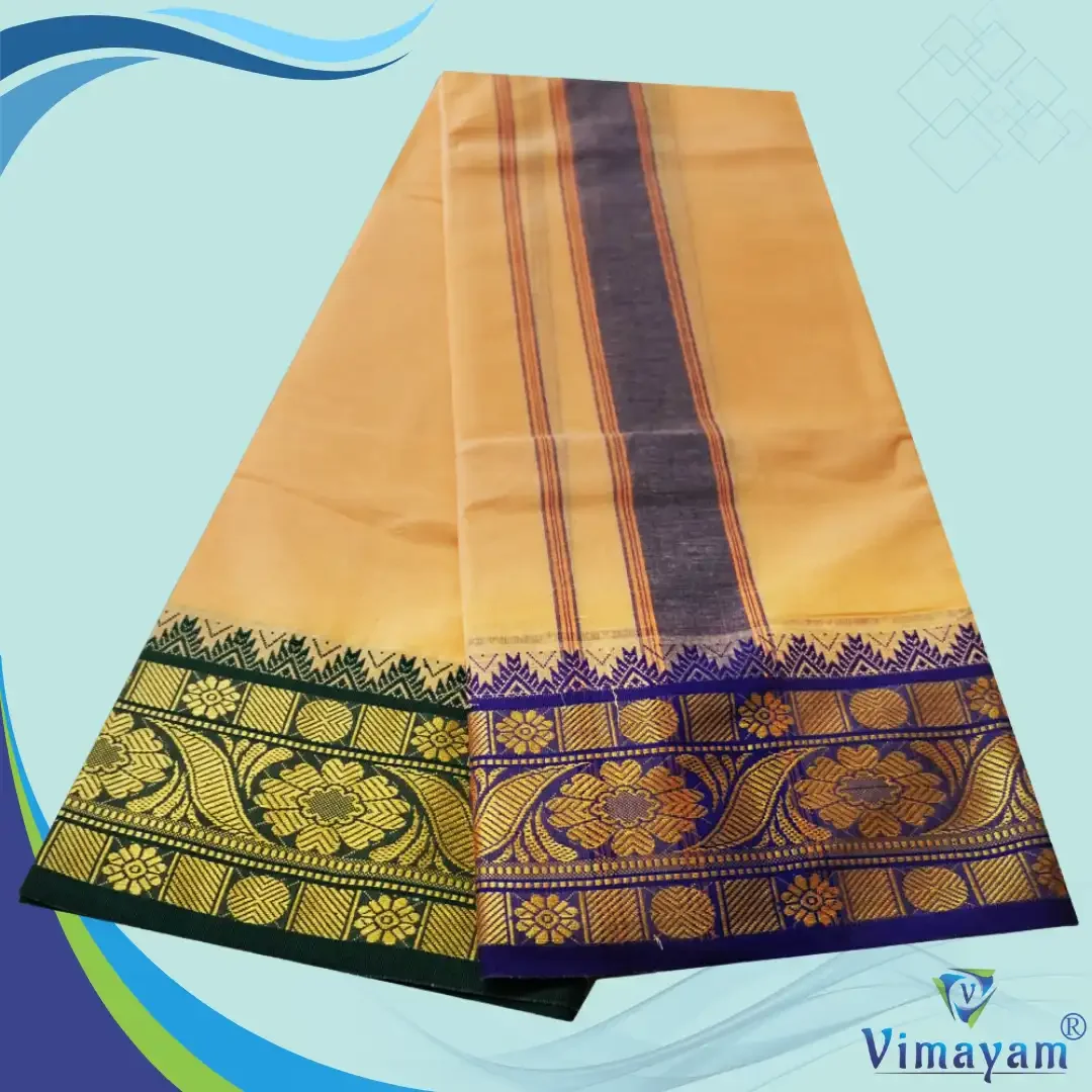 Sandal Cotton Colour Fine Quality Dhoti 5 Inch Border 2