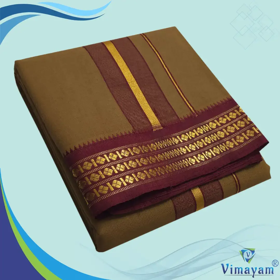 Choco Brown Color Dhoti with Udraj/Coin Border Dhoti
