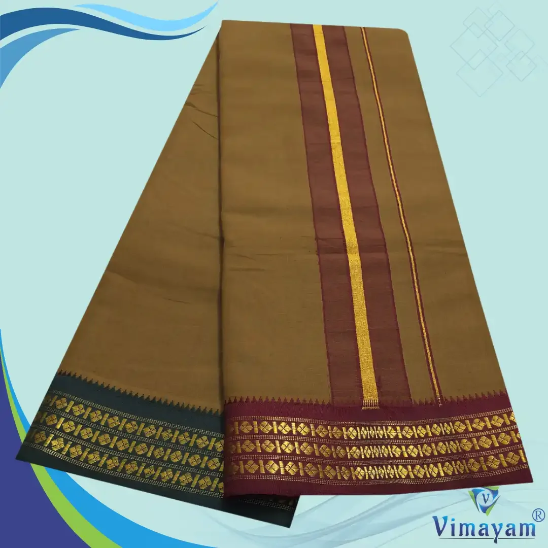 Choco Brown Color Dhoti with Udraj/Coin Border Dhoti 2