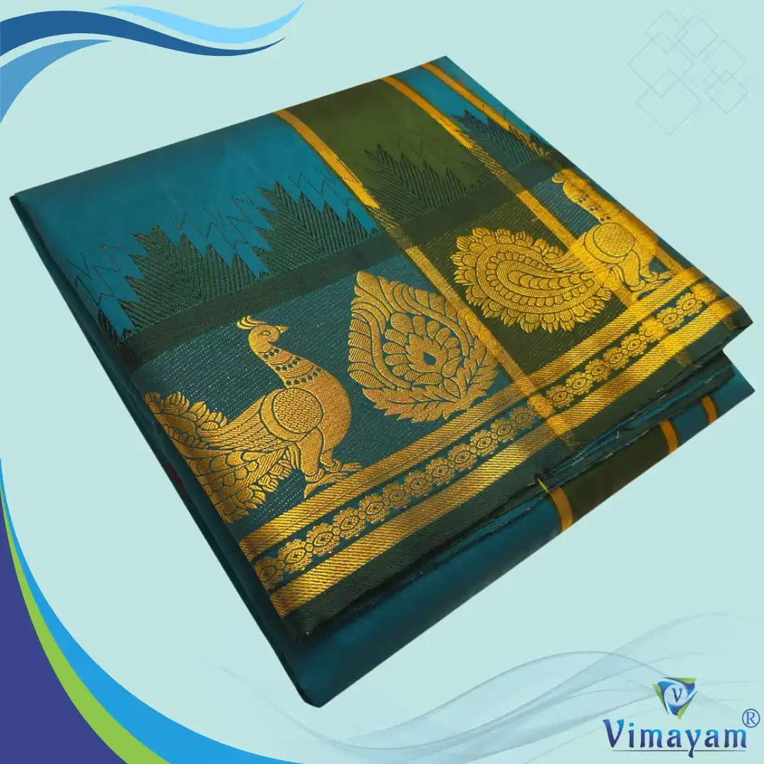 Sumathi Green Soft Silk Premium Quality Dhoti Towel 9X5