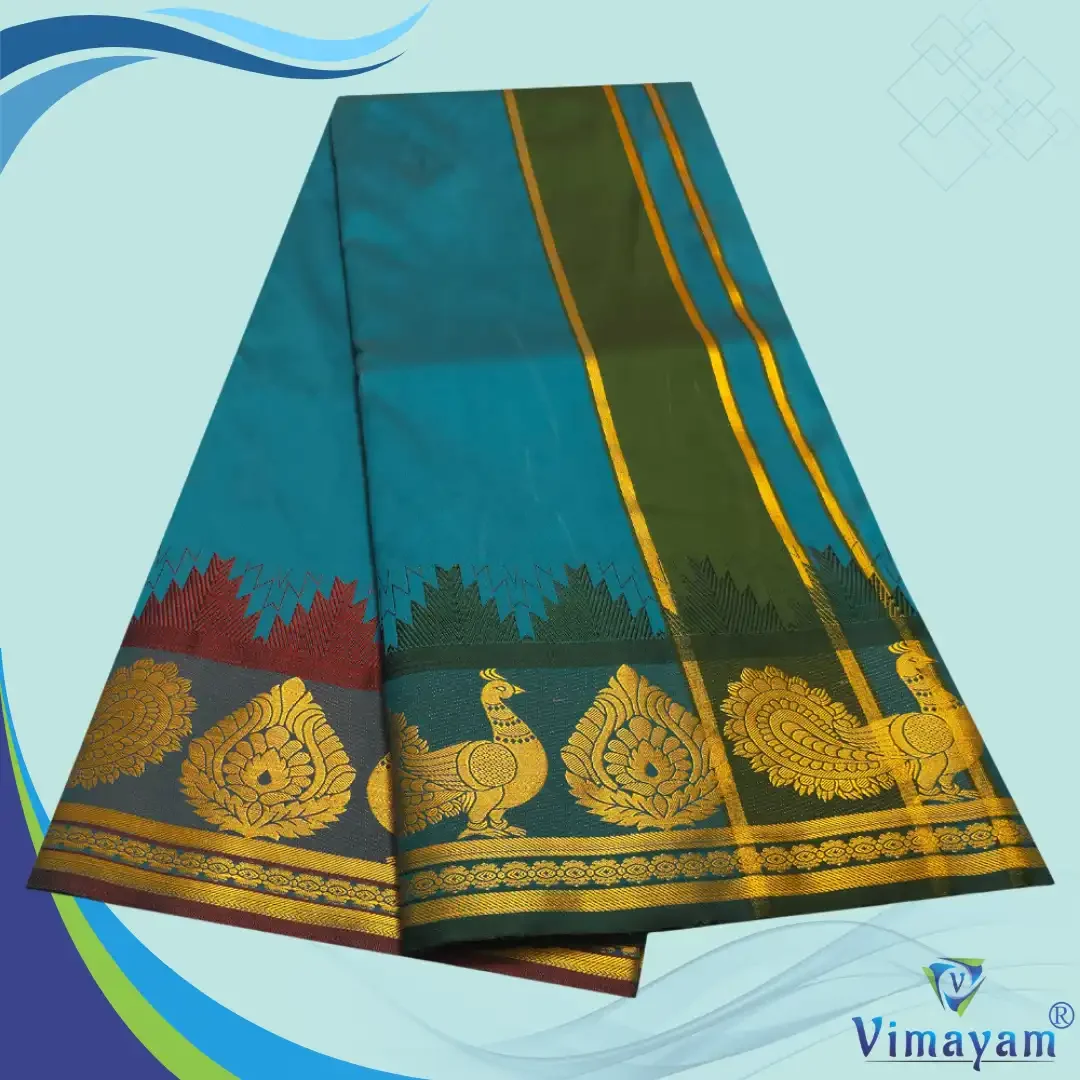 Sumathi Green Soft Silk Premium Quality Dhoti Towel 9X5 2