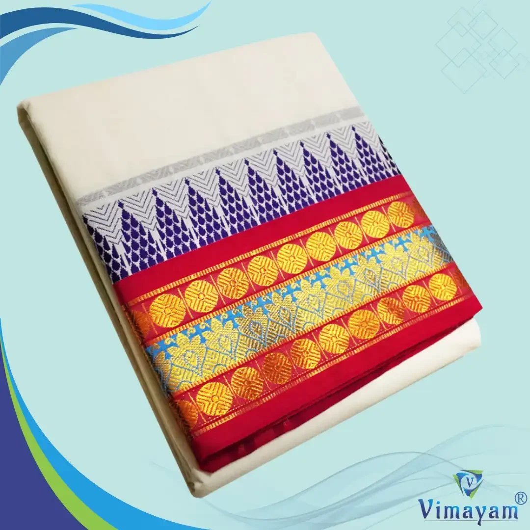 Temple Border Half White Premium Quality Dhoti