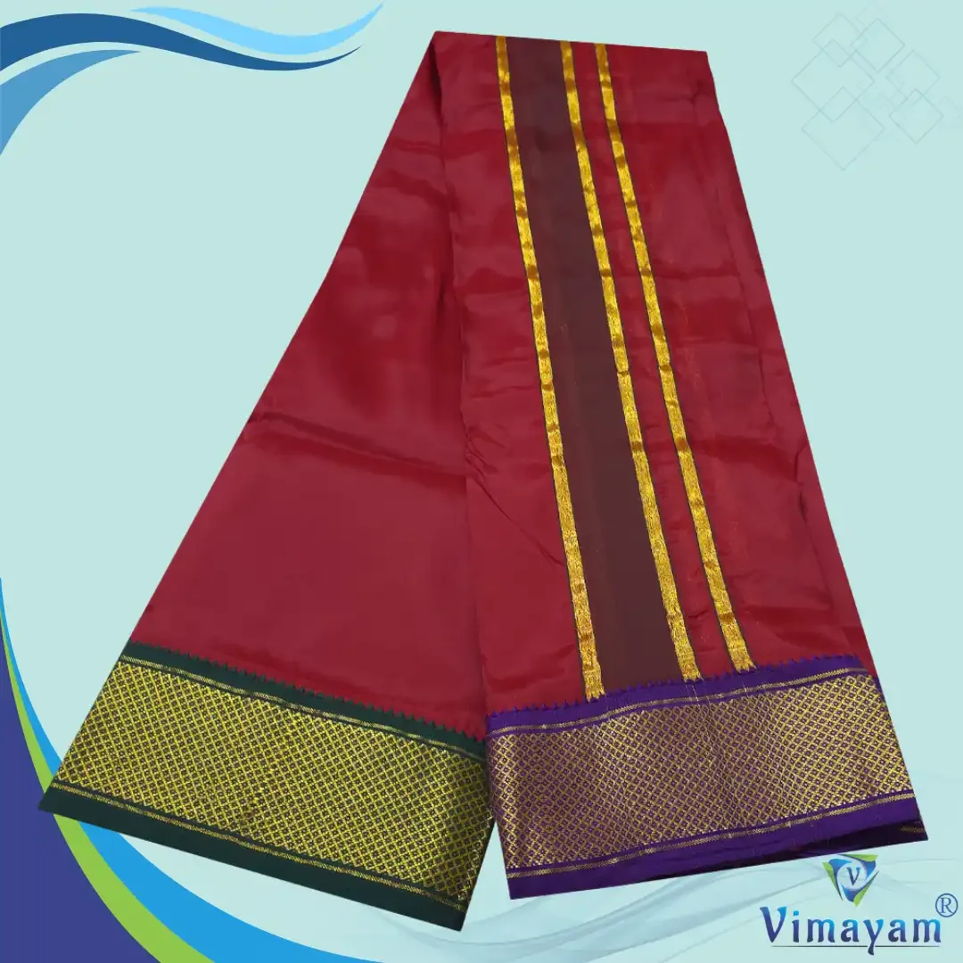 Maroon Colour Art Silk MayilKan Colour Dhoti 2