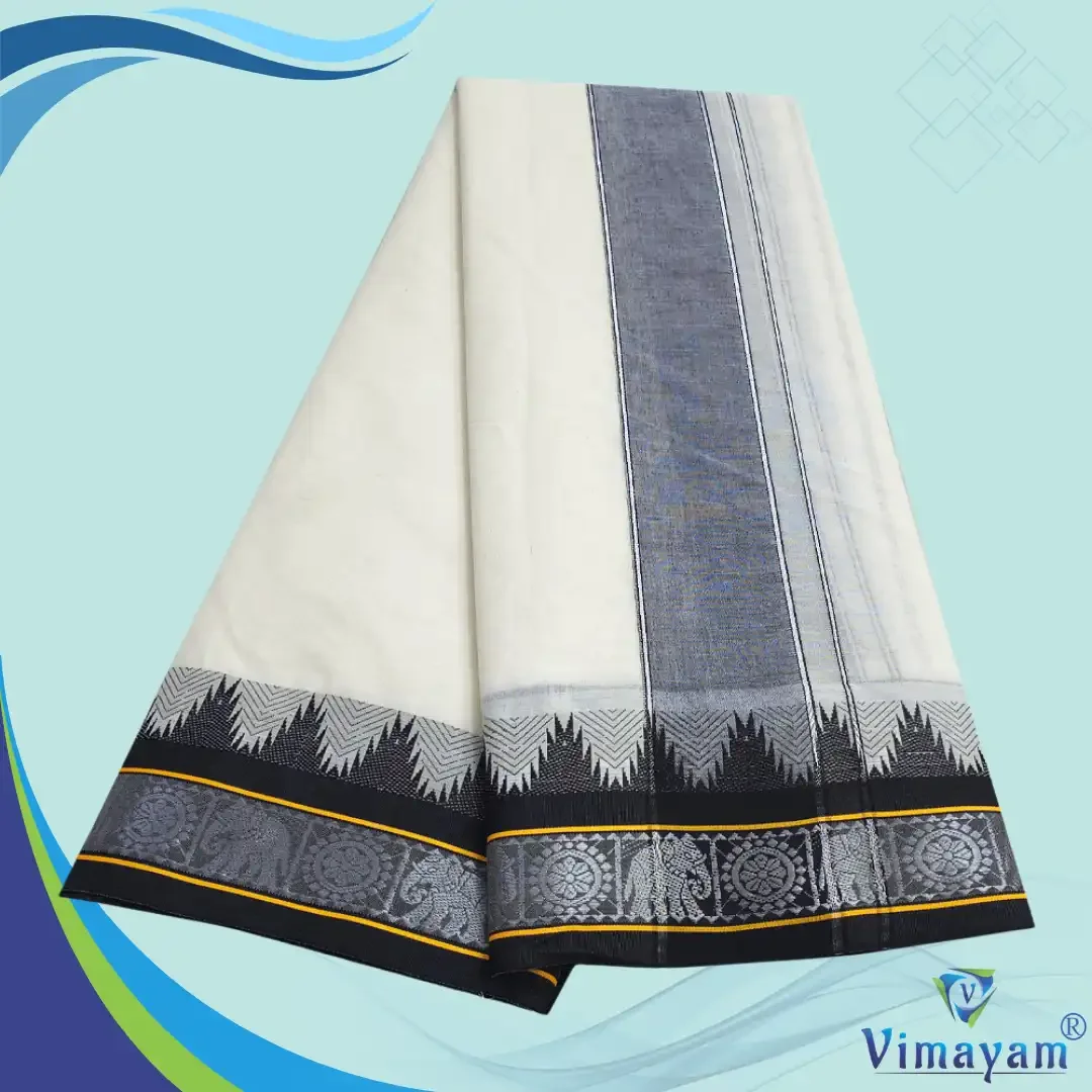 Mini jaquad fancy temple border dhoti – Black Border 2