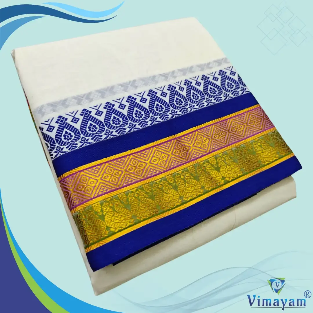 Temple Border Half White Premium Quality Dhoti