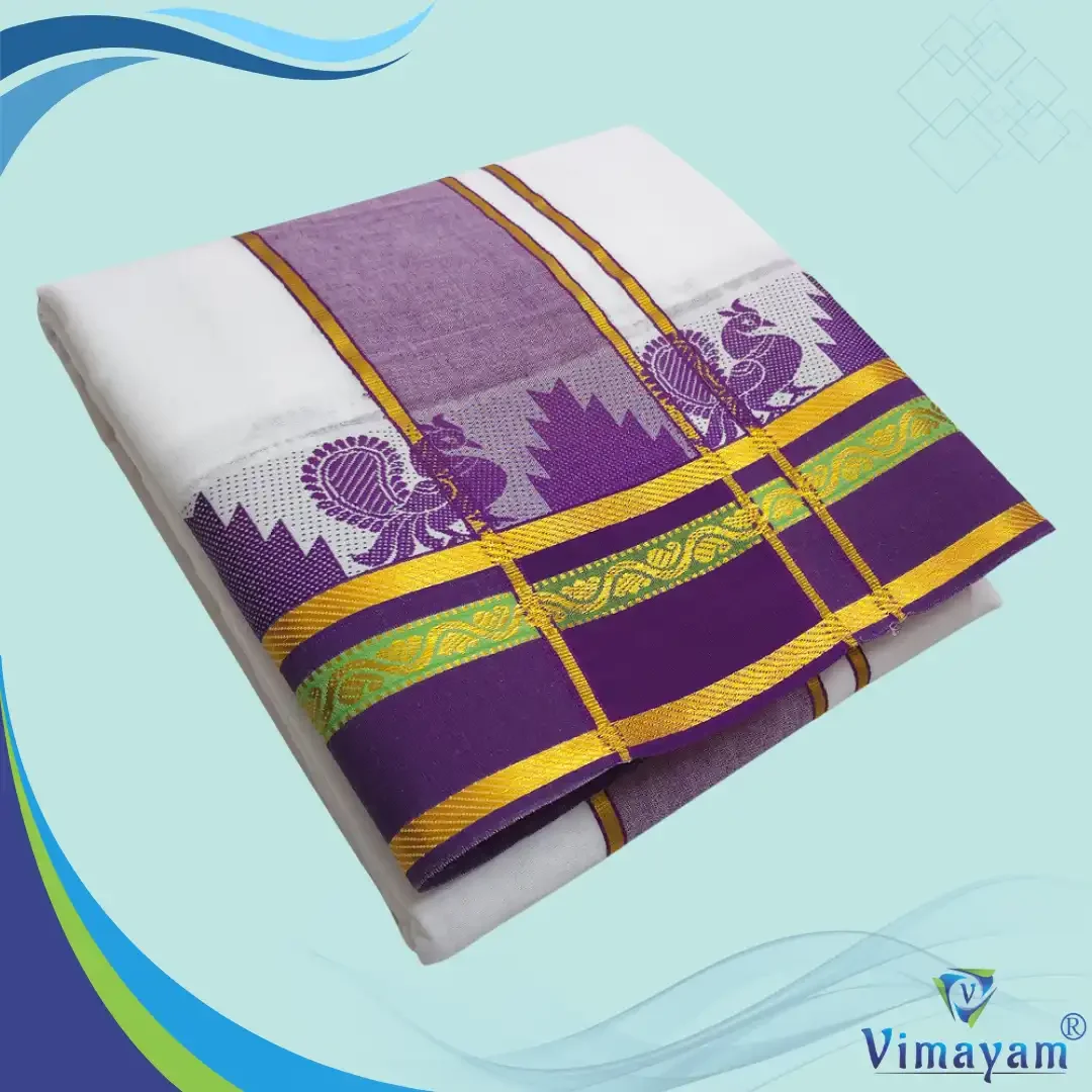 Temple Border White Premium Quality Dhoti 9X5