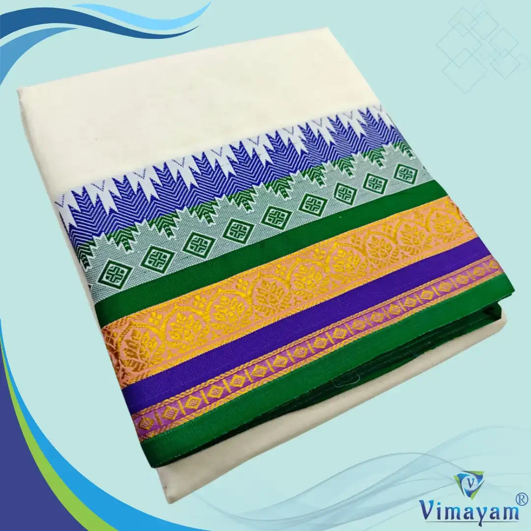 Temple Border Half White Premium Quality Dhoti