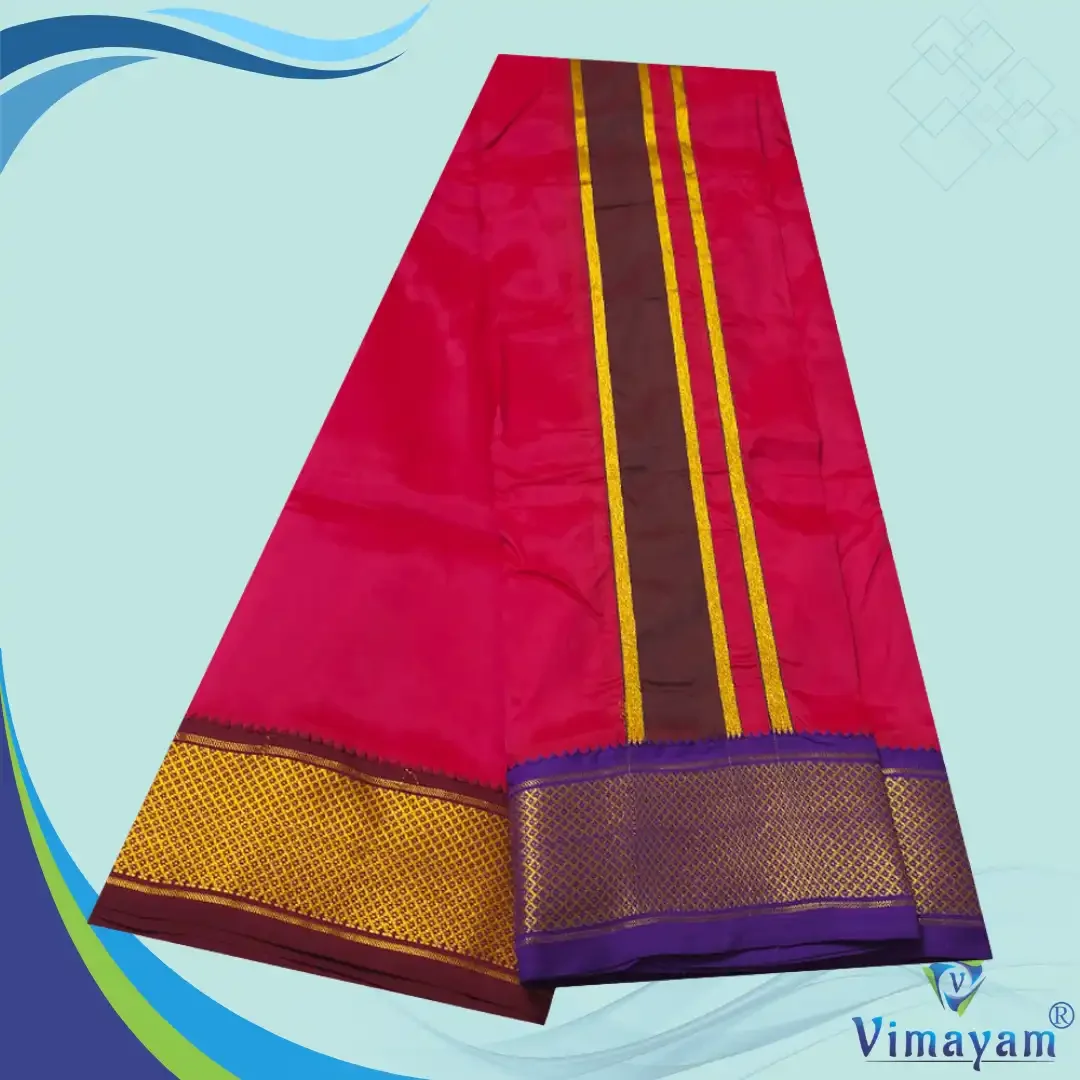 Queen Rose Colour Art Silk MayilKan Colour Dhoti 2