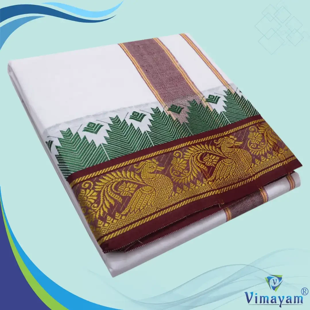 Temple Border Pure White Dhoti 9X5