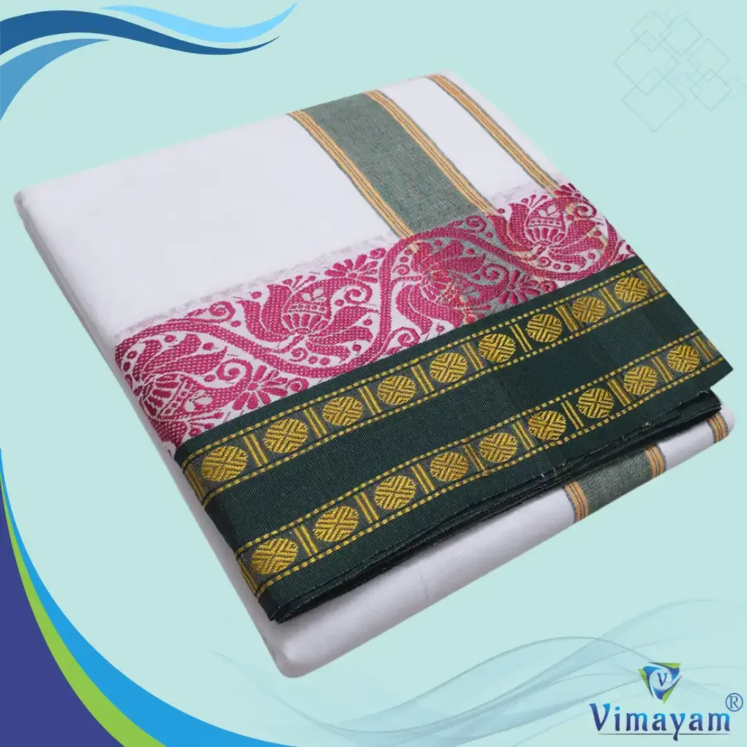 Temple Border Pure White Dhoti 9X5