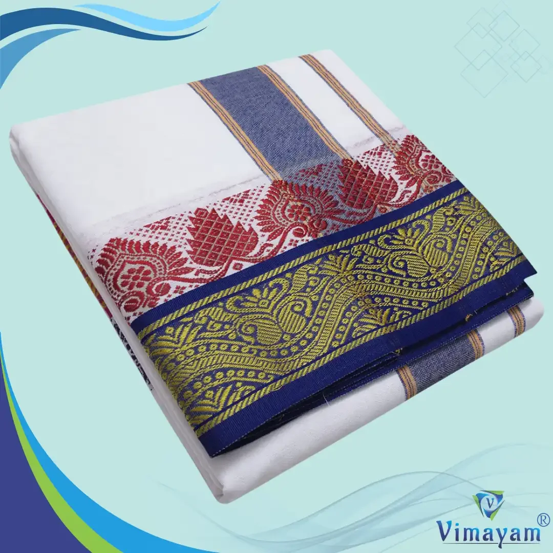 Temple Border Pure White Dhoti 9X5