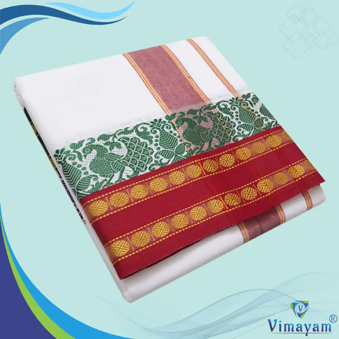 Temple Border Pure White Dhoti 9X5