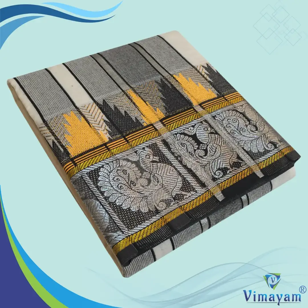 Temple Border Sri Vaishnava Dhoti First Quality(Black Border)