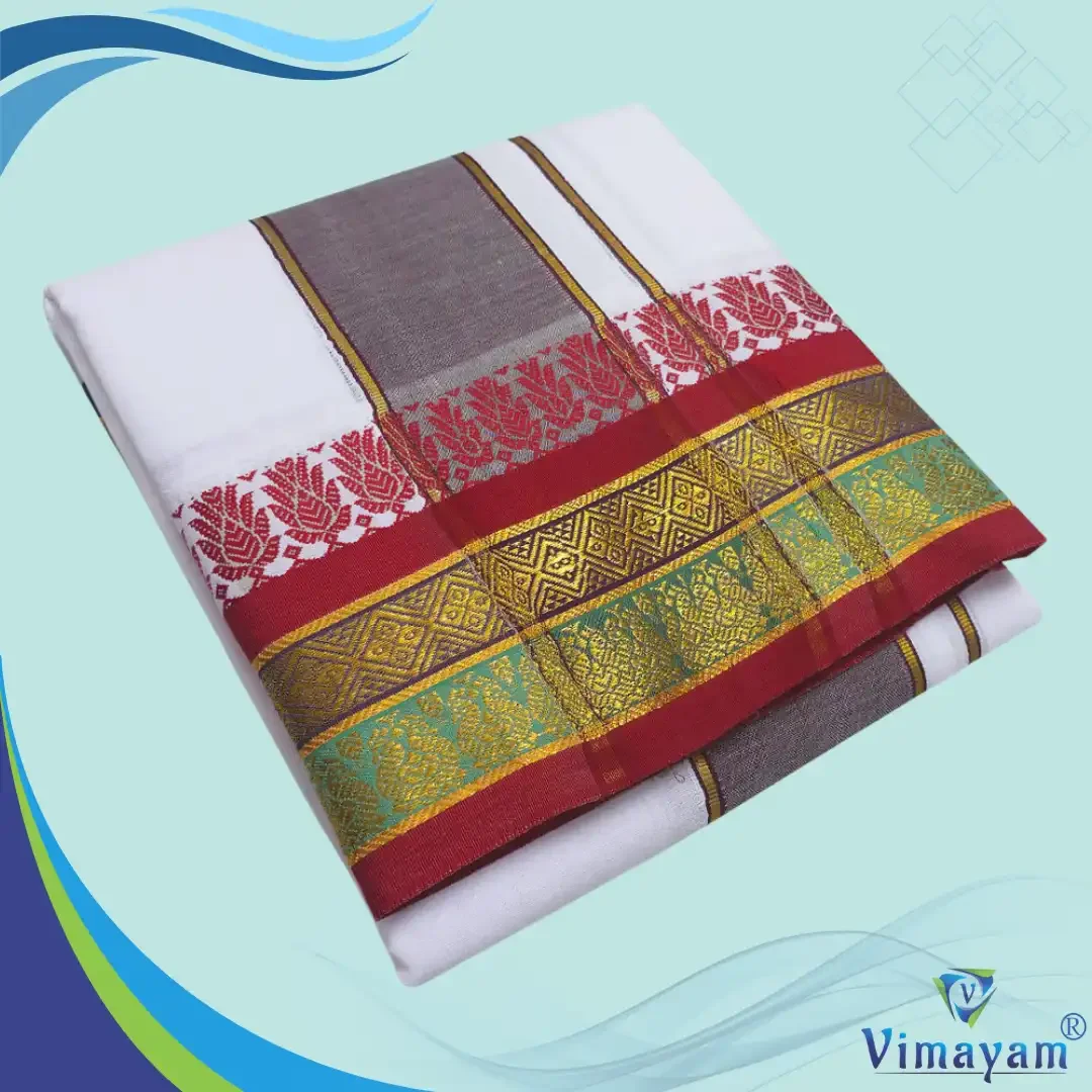 Temple Border White Premium Quality Dhoti 9X5
